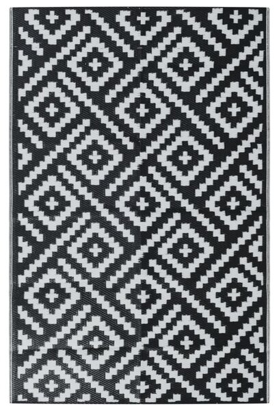 Fekete-fehér ARAKIL PP kültéri szőnyeg 190 x 290 cm