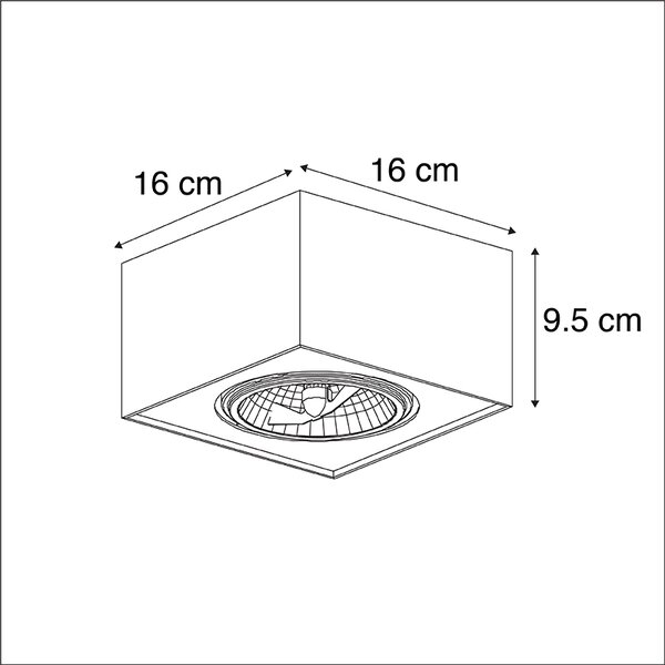 Design spotlámpa fekete négyzet alakú - Kaya