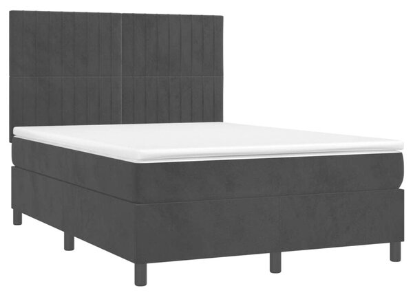 VidaXL Bársony Ágy Matraccal - Fekete - 140x190 cm