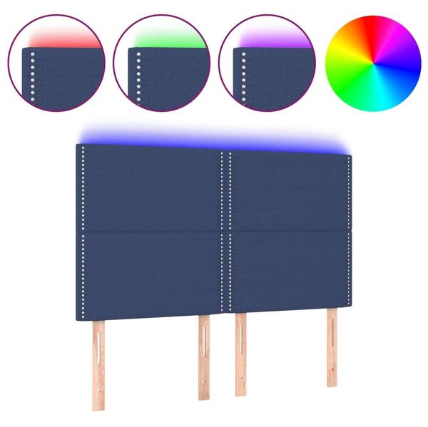 VidaXL kék szövet LED-es fejtámla 144x5x118/128 cm