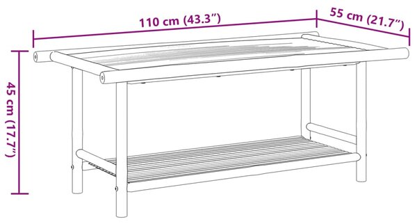 Bambusz dohányzóasztal 110x55x45 cm