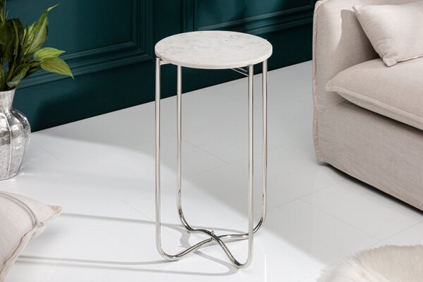 Design kisasztal Tristen I 35 cm márvány fehér - raktáron