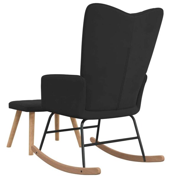 VidaXL Ringatófotel Lábtartóval - Fekete Bársony