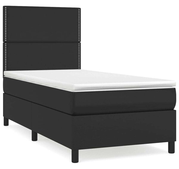 VidaXL Fekete Műbőr Ágy Matraccal - 100x200 cm