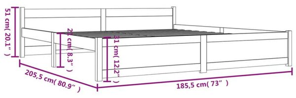 VidaXL Fehér Tömörfa Ágykeret - 180x200 cm