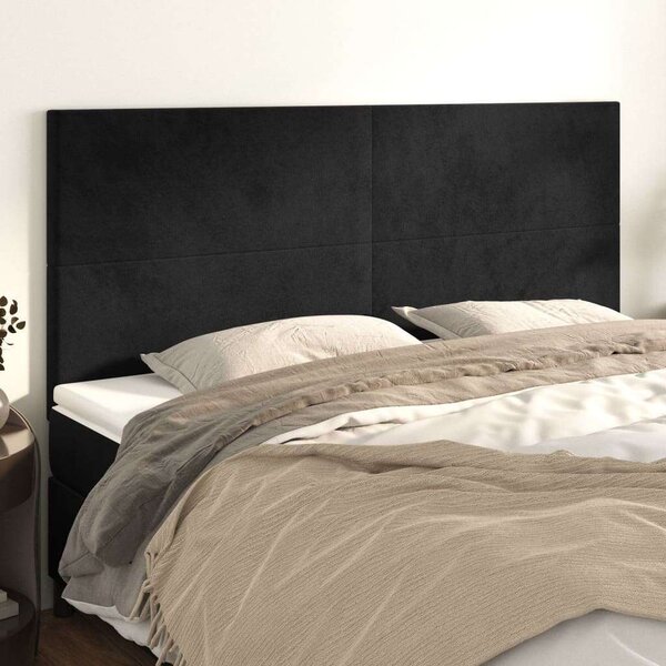 VIDAXL - Fekete Bársony Fejtámla - 4 db - 100x5x78/88 cm