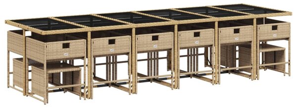 17 részes bézs polyrattan kerti étkezőgarnitúra párnákkal