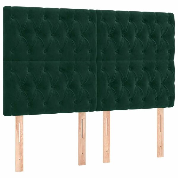 VidaXL 4 db sötétzöld bársony fejtámla 72 x 7 x 78/88 cm