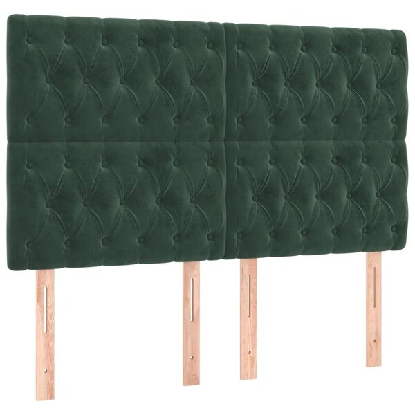VidaXL 4 db sötétzöld bársony fejtámla 72 x 7 x 78/88 cm