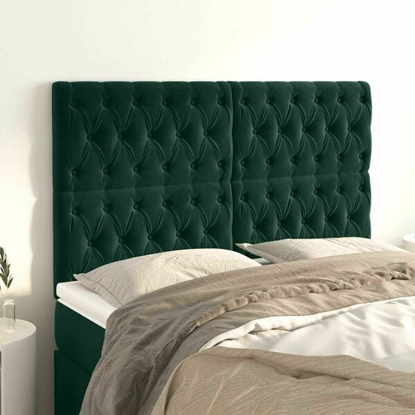 VidaXL 4 db sötétzöld bársony fejtámla 72 x 7 x 78/88 cm
