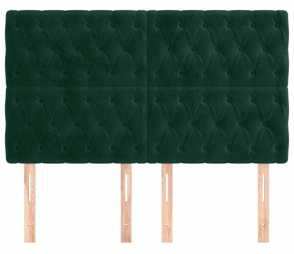 VidaXL 4 db sötétzöld bársony fejtámla 72 x 7 x 78/88 cm
