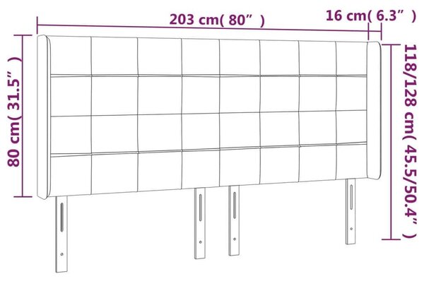 VidaXL Kék Bársony Fejtámla Szárnyakkal - 203cm