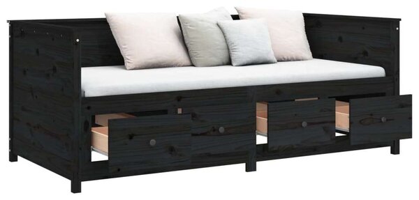 VidaXL Fekete Fenyőfa Kanapéágy - 75x190 cm