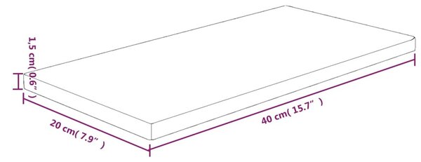 Kezeletlen tömör tölgyfa polclap 40x20x1,5 cm