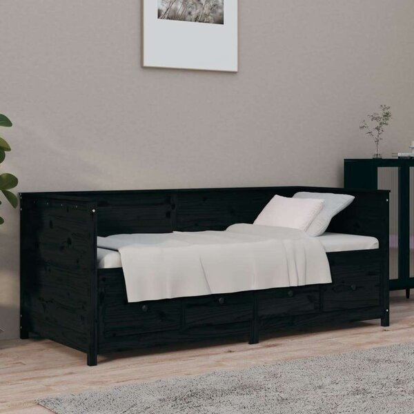 VidaXL Fekete Fenyőfa Kanapéágy - 75x190 cm