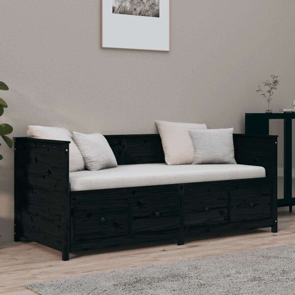 VidaXL Fekete Fenyőfa Kanapéágy - 75x190 cm
