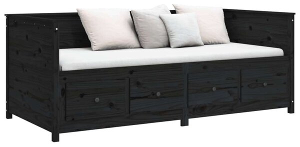 VidaXL Fekete Fenyőfa Kanapéágy - 75x190 cm