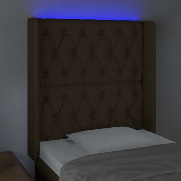 VidaXL LED-es Ágyfejtámla - Sötétbarna - 83x16x118/128cm