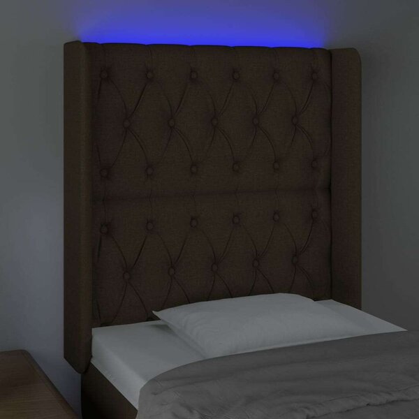VidaXL LED-es Ágyfejtámla - Sötétbarna - 83x16x118/128cm