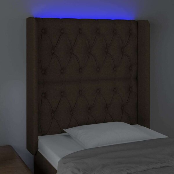 VidaXL LED-es Ágyfejtámla - Sötétbarna - 83x16x118/128cm
