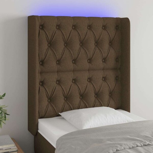 VidaXL LED-es Ágyfejtámla - Sötétbarna - 83x16x118/128cm