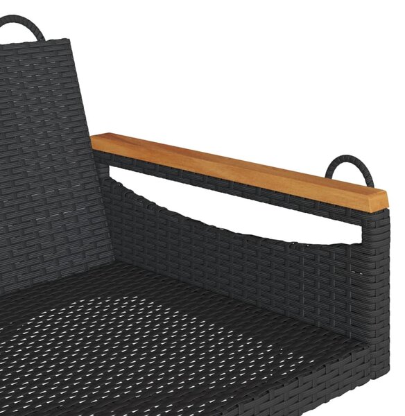 Fekete polyrattan hintapad 109 x 62 x 40 cm