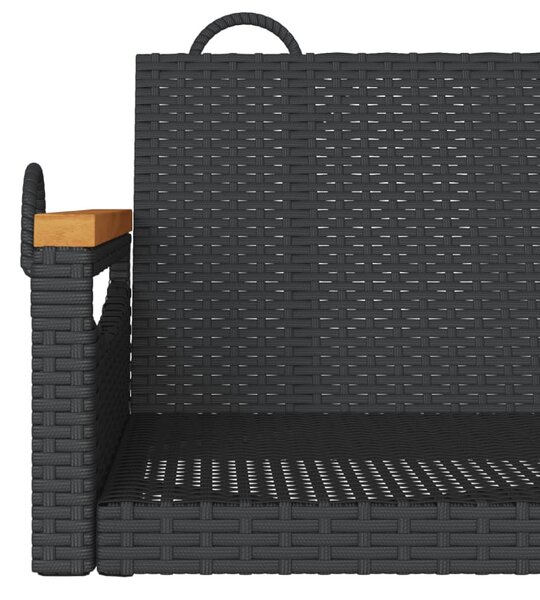 Fekete polyrattan hintapad 109 x 62 x 40 cm