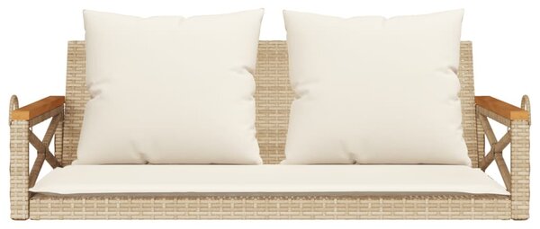 Bézs polyrattan hintapad párnákkal 109 x 62 x 40 cm