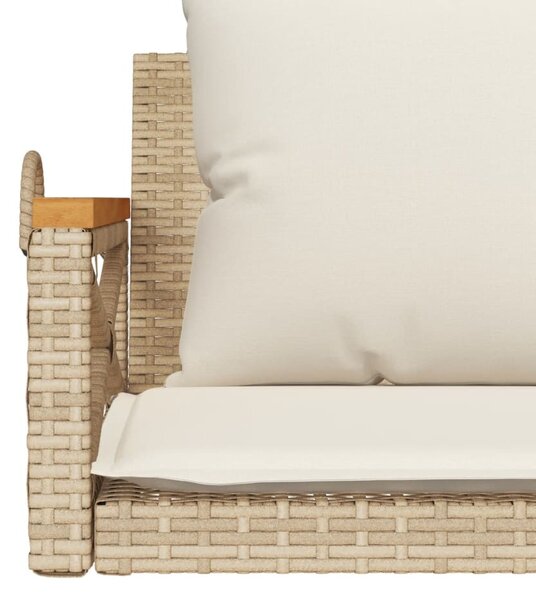 Bézs polyrattan hintapad párnákkal 109 x 62 x 40 cm