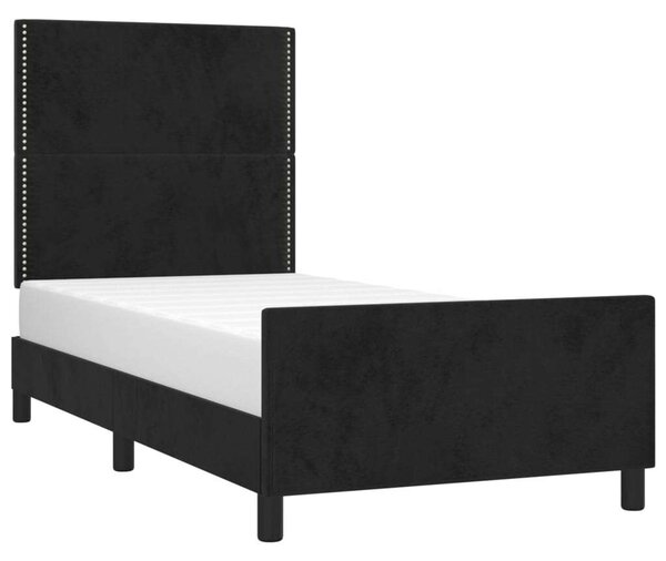 VidaXL fekete bársony ágykeret fejtámlával 80 x 200 cm