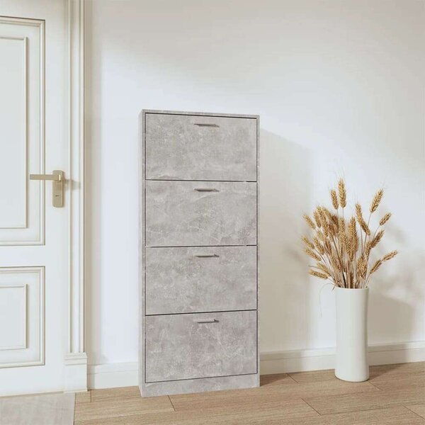 VidaXL Cipőtartó Szekrény - Beton Szürke - 4 Fiók - 59x17x150 cm