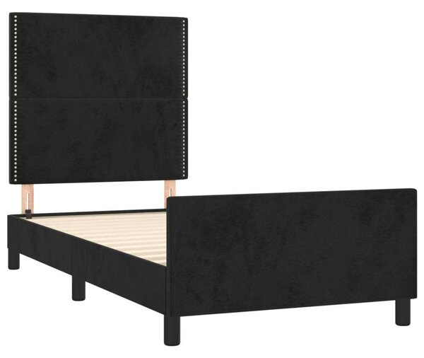 VidaXL fekete bársony ágykeret fejtámlával 80 x 200 cm