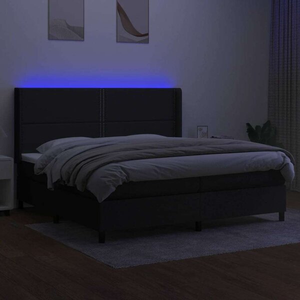 VidaXL LED-es Ágy - Fekete Szövet - 200x200 cm