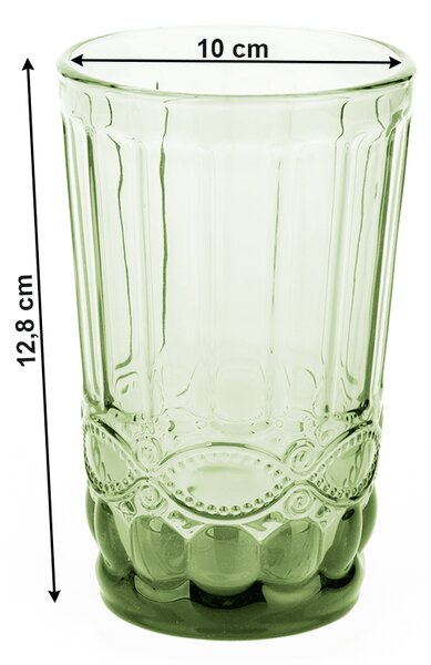 KONDELA Vizespohár készlet, 6db, 350 ml, zöld, FREGATA TYP 6