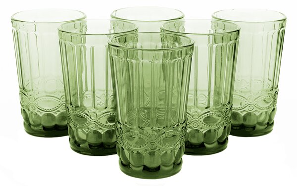 KONDELA Vizespohár készlet, 6db, 350 ml, zöld, FREGATA TYP 6