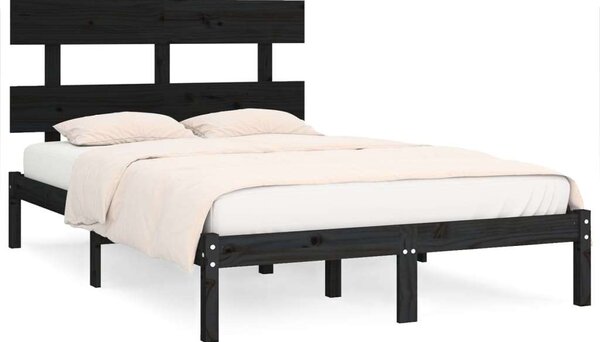 VidaXL Fekete Tömörfa Ágykeret - 200x200 cm