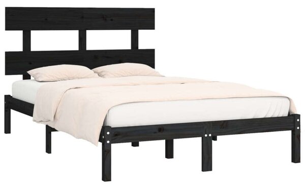 VidaXL Fekete Tömörfa Ágykeret - 200x200 cm