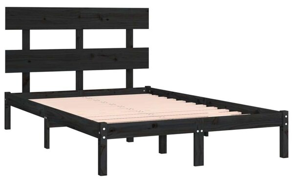 VidaXL Fekete Tömörfa Ágykeret - 200x200 cm