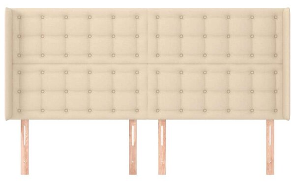 VidaXL Krémszínű Ágyfejtámla Szárnyakkal - 203x16x118/128 cm