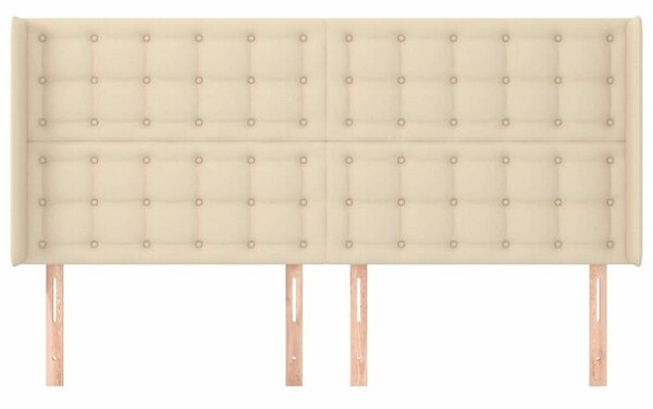 VidaXL Krémszínű Ágyfejtámla Szárnyakkal - 203x16x118/128 cm