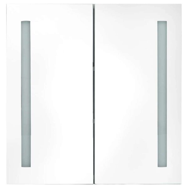VidaXL fényes fekete LED-es tükrös fürdőszobaszekrény 62 x 14 x 60 cm