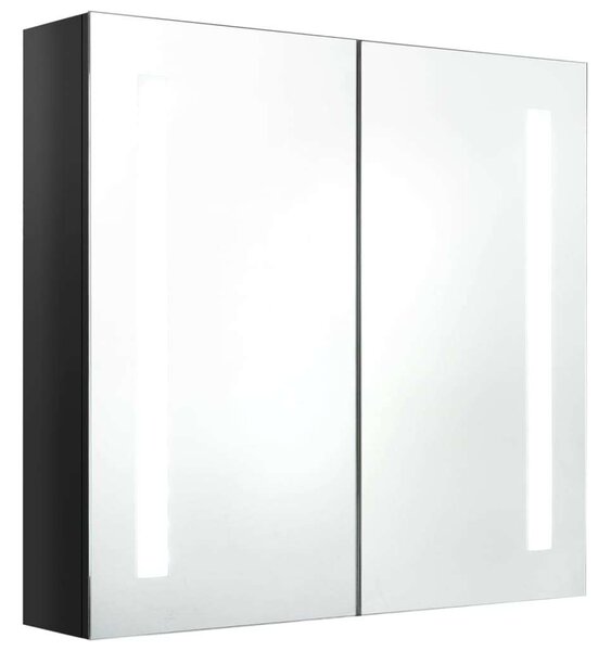 VidaXL fényes fekete LED-es tükrös fürdőszobaszekrény 62 x 14 x 60 cm