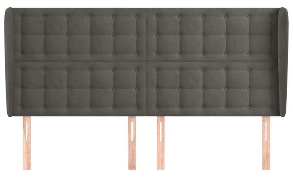 VidaXL Bársony Fejtámla Szárnyakkal - Sötétszürke - 183x23x118/128 cm