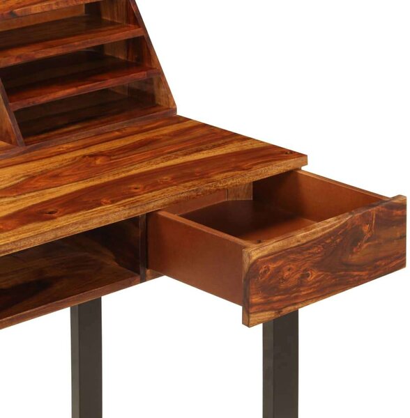 VidaXL tömör kelet-indiai rózsafa és acél asztal 110 x 50 x 94 cm