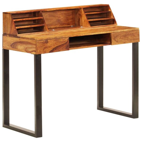 VidaXL tömör kelet-indiai rózsafa és acél asztal 110 x 50 x 94 cm