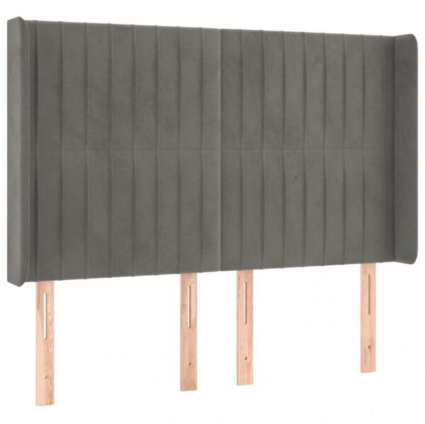 VidaXL LED-es Bársony Fejtámla - Világosszürke - 147x16x118/128cm