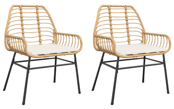 2 db barna polyrattan kerti szék párnákkal