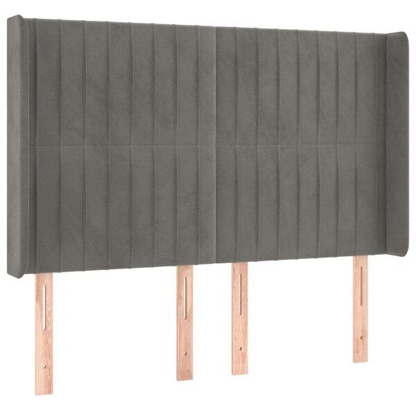 VidaXL LED-es Bársony Fejtámla - Világosszürke - 147x16x118/128cm