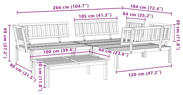 4 részes tömör akácfa kerti raklap ülőgarnitúra