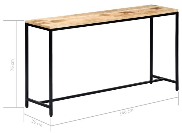 Tömör, nyers mangófa tálalóasztal 140 x 35 x 76 cm
